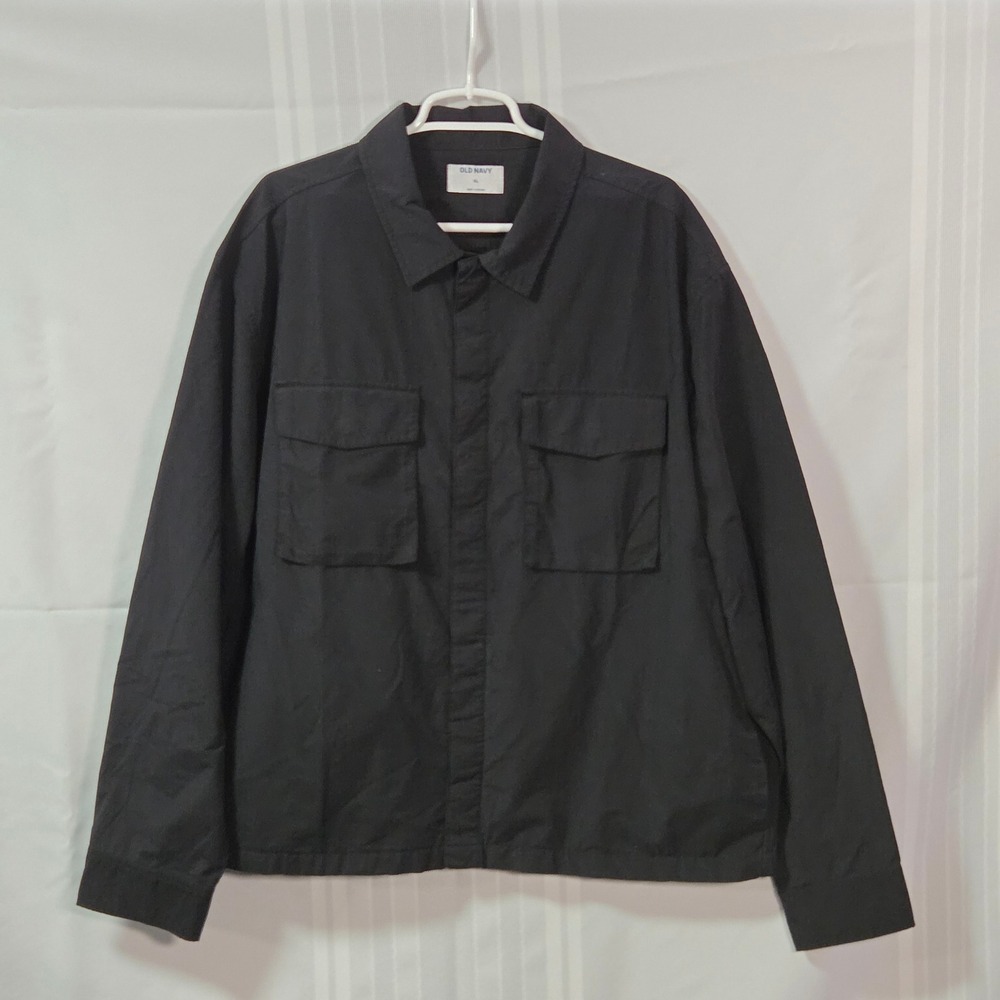 Old Navy Shirt Jacket Mens XL Black Tech Shirt 4 Pocket Utility 686502-01